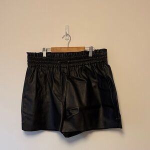 Black Vegan Leather Women's Shorts
